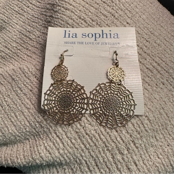 Lia Sophia gold web earrings - Picture 3 of 3
